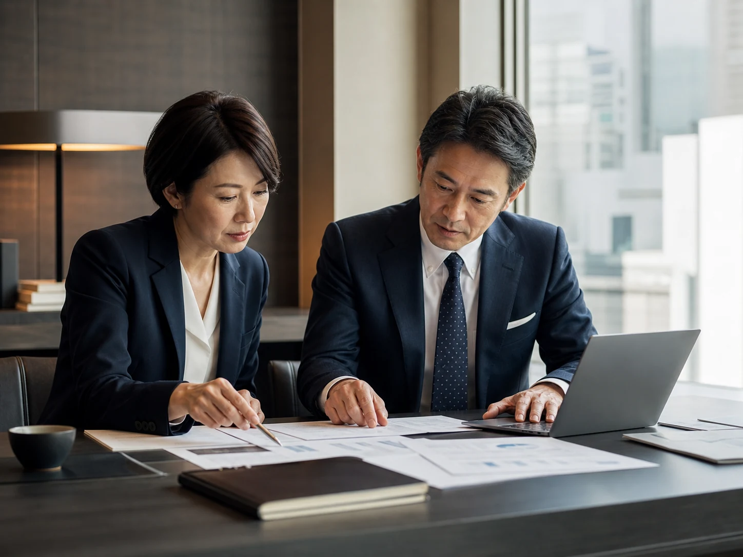 Tax professionals reviewing evidence and the general ledger